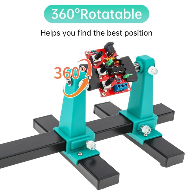 Alt view image 3 of 7 - Adjustable PCB Holder Soldering Clamp with Soldering Iron Pen Holder | Fit for Circuit Board Soldering Desoldering Repair Helping Hand Soldering Tool Holder. 360 Degree Rotation