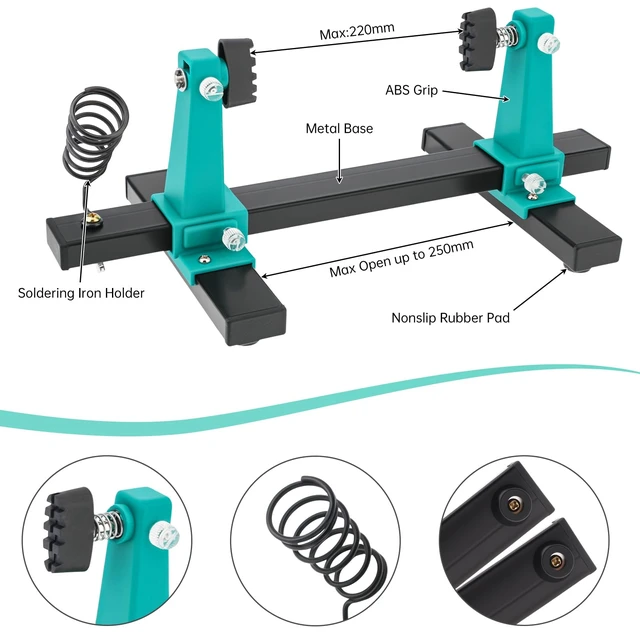 Alt view image 6 of 7 - Adjustable PCB Holder Soldering Clamp with Soldering Iron Pen Holder | Fit for Circuit Board Soldering Desoldering Repair Helping Hand Soldering Tool Holder. 360 Degree Rotation