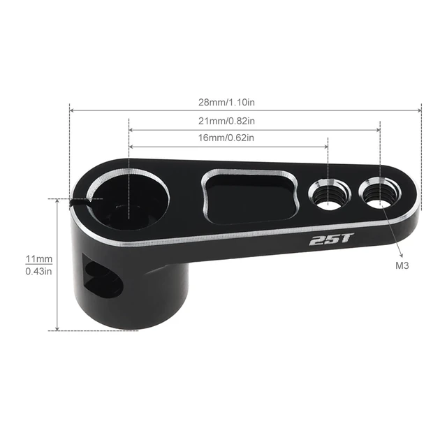 Alt view image 2 of 7 - 2Pcs CNC Aluminum 25T Servo Horn 25 Teeth Motor Steering Arm | Fit for Futaba Savox Power HD/Replacement for 1/8 1/10 RC Off-Road Crawler Drift Racing Car