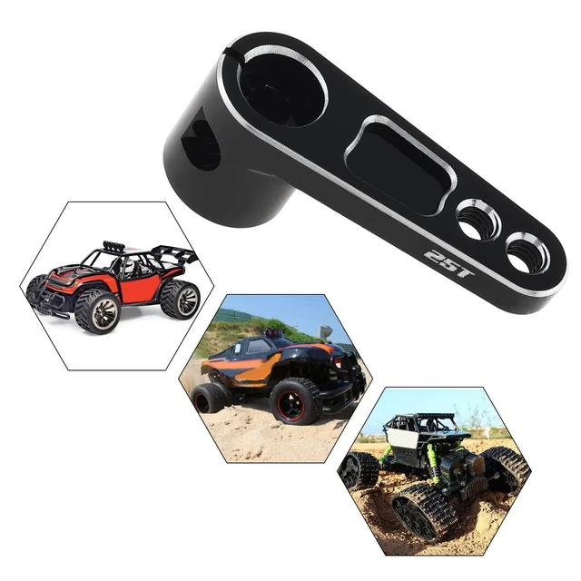 Alt view image 6 of 7 - 2Pcs CNC Aluminum 25T Servo Horn 25 Teeth Motor Steering Arm | Fit for Futaba Savox Power HD/Replacement for 1/8 1/10 RC Off-Road Crawler Drift Racing Car