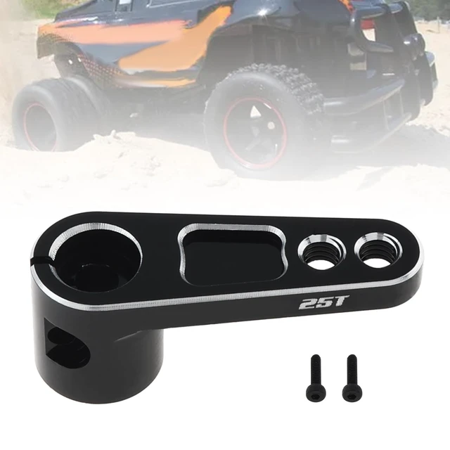 Alt view image 7 of 7 - 2Pcs CNC Aluminum 25T Servo Horn 25 Teeth Motor Steering Arm | Fit for Futaba Savox Power HD/Replacement for 1/8 1/10 RC Off-Road Crawler Drift Racing Car