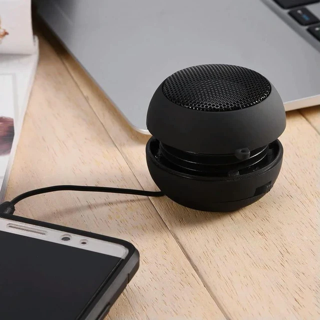 Alt view image 6 of 7 - Mini Portable Travel Loud Speaker with 3.5mm Audio Cable Low Voltage Built-in Retractable Speaker for IPod