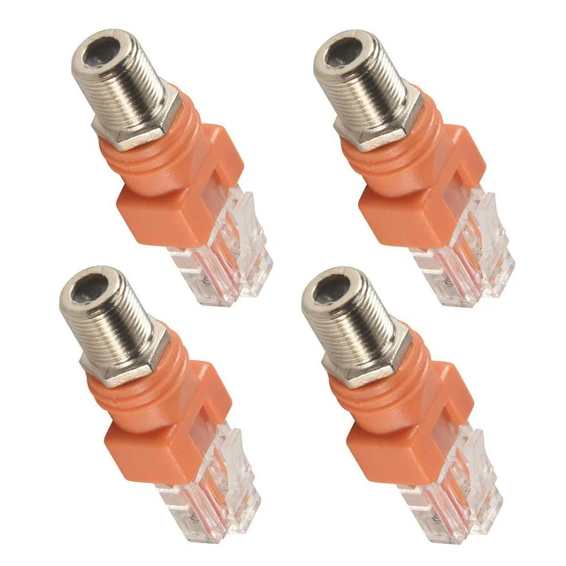 Alt view image 2 of 4 - Coaxial to Ethernet Adapter, 4 Pack Coax RF F Female to RJ45 Male Converter for Line Tester