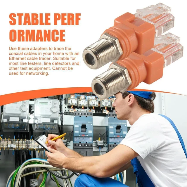 Alt view image 4 of 4 - Coaxial to Ethernet Adapter, 4 Pack Coax RF F Female to RJ45 Male Converter for Line Tester