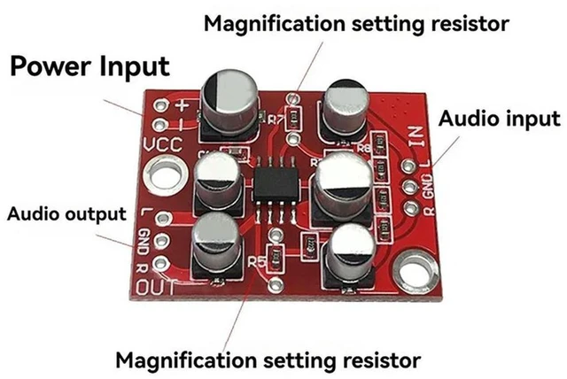 Alt view image 4 of 4 - 10PCS DC 5V-15V AD828 Stereo Preamp Preamplifier Module AMP Module Microphone Preamp Module