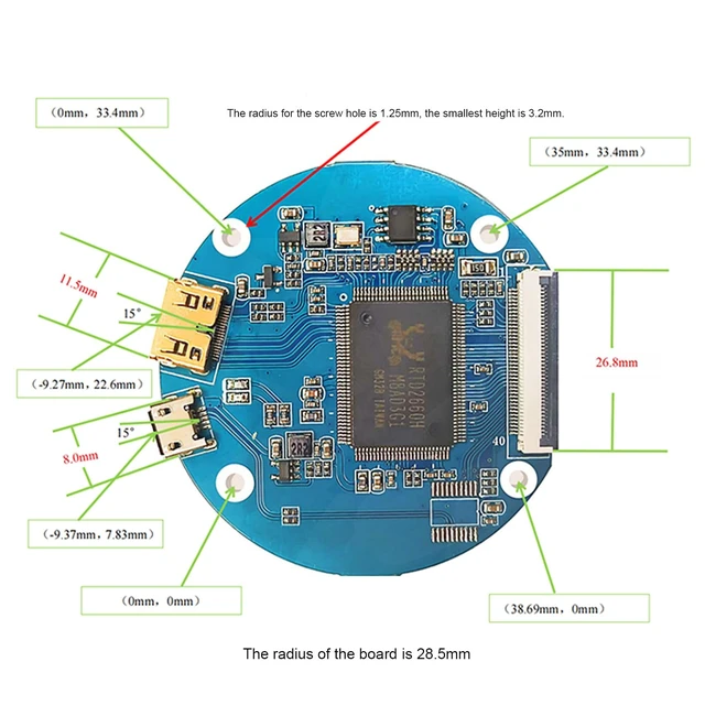 Alt view image 3 of 7 - TekGroAml 2.1 inch 480x480 400 nits Round LCD Display and Mini H/D Board for PC Sensor Panel, Flight Sim Dashboard, Smart Watch, Windows Compatible