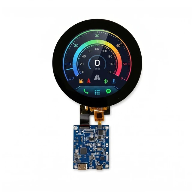Alt view image 4 of 4 - 3.4 Inch Round LCD Touch Display 330 nit 800x800,H/D Video&USB Power Port IPS Capacitive Touch Sensor Screen, for Dashboard, Smart Control Panel, Windows Compatible .mini HDMI Controller Board
