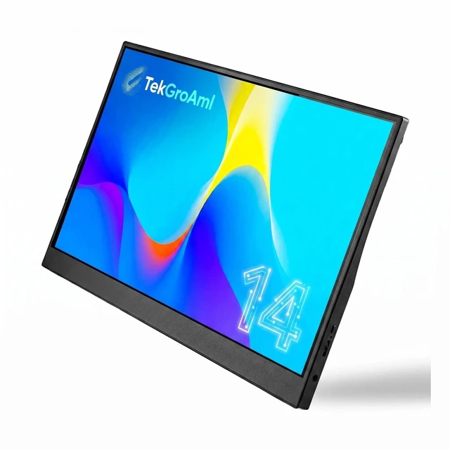 Main image of TekGroAml 14" Portable LCD Monitor, 1920x1200 IPS Screen, Ultra-Slim External Display with USB-C Mini HDMI, Dual Speakers, VESA Mountable for Work & Gaming