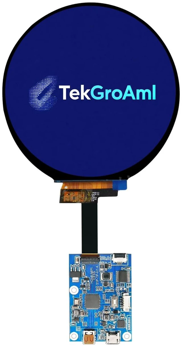 Main image of TekGroAml 4 Inch Round LCD Display with Micro H/D Controller Board 720x720 300 nits Circular Screen for PC Sensor Panel and DIY Dashboard, USB 5V Power