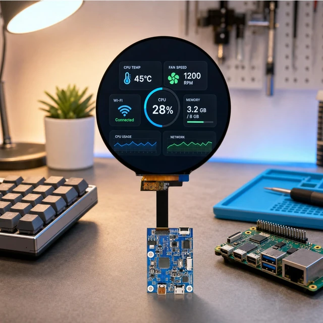 Alt view image 4 of 7 - TekGroAml 4 Inch Round LCD Display with Micro H/D Controller Board 720x720 300 nits Circular Screen for PC Sensor Panel and DIY Dashboard, USB 5V Power