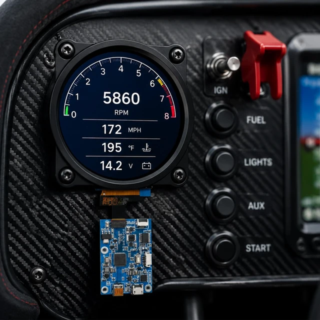 Alt view image 7 of 7 - TekGroAml 4 Inch Round LCD Display with Micro H/D Controller Board 720x720 300 nits Circular Screen for PC Sensor Panel and DIY Dashboard, USB 5V Power