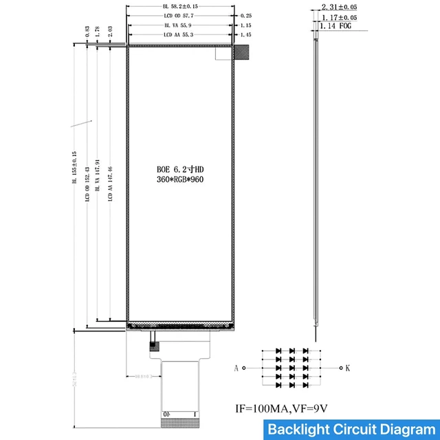 Alt view image 3 of 7 - TekGroAml 6.2 Inch 360x960 430 nits LCD Display,Mini H/D Board,USB 5V Power