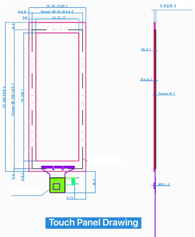 Alt view image 3 of 7 - TekGroAml 4.58 Inch Capacitive Touch TFT LCD Display,320x960 700 nits Narrow Screen with H/D Controller Board, for DIY Touch HMI Projects