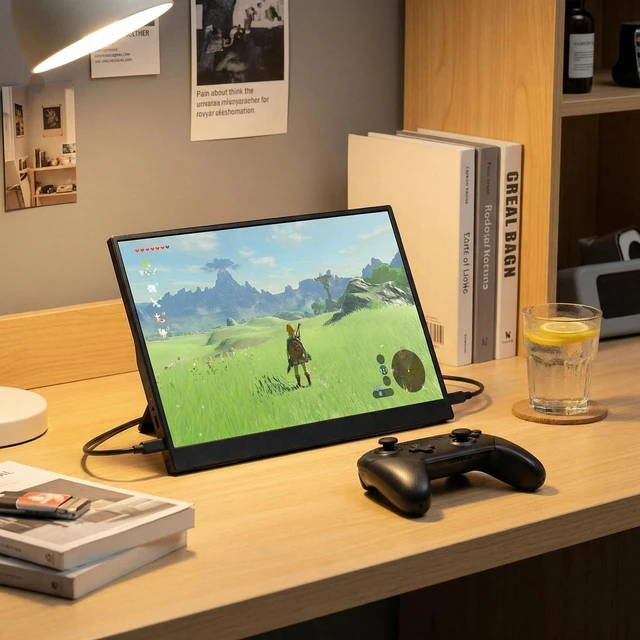 Alt view image 5 of 7 - TekGroAml 14" Portable LCD Monitor, 1920x1200 IPS Screen, Ultra-Slim External Display with USB-C Mini HDMI, Dual Speakers, VESA Mountable for Work & Gaming