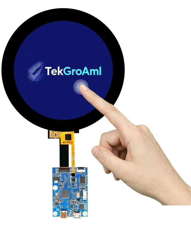 Main image of TekGroAml 4 Inch 720x720 Round Capacitive Touch LCD Display,Micro H/D Board 300 nits Circular Screen for PC Sensor Panel,DIY Dashboard,USB 5V Power