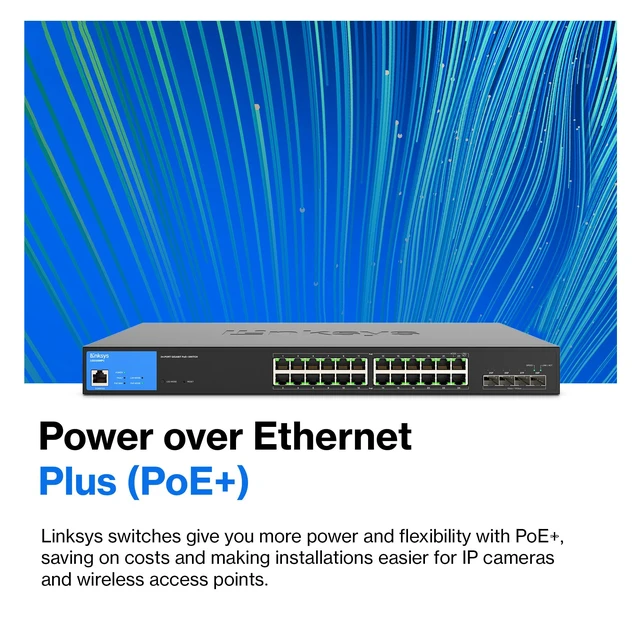 Alt view image 2 of 5 - Linksys LGS328MPC 24-Port Gigabit PoE+ Smart Managed Switch, 410W PoE Budget, 4 x 10G SFP+ Uplinks