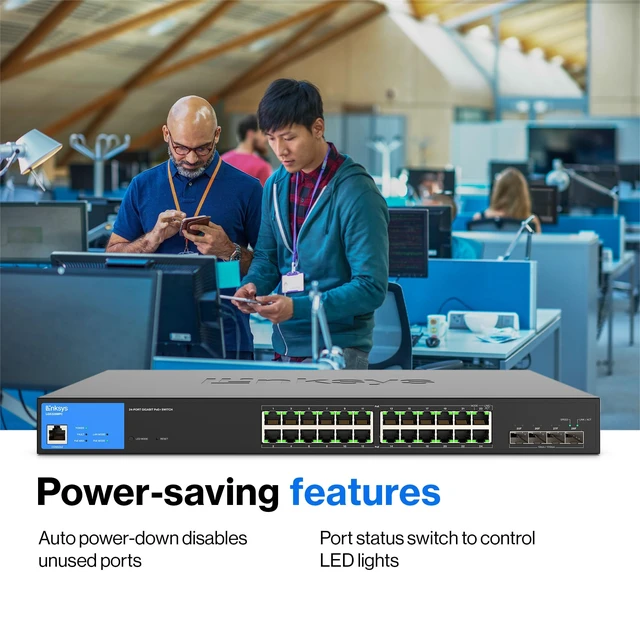 Alt view image 3 of 5 - Linksys LGS328MPC 24-Port Gigabit PoE+ Smart Managed Switch, 410W PoE Budget, 4 x 10G SFP+ Uplinks