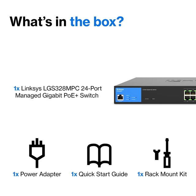 Alt view image 4 of 5 - Linksys LGS328MPC 24-Port Gigabit PoE+ Smart Managed Switch, 410W PoE Budget, 4 x 10G SFP+ Uplinks
