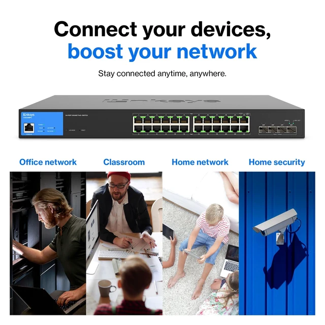 Alt view image 5 of 5 - Linksys LGS328MPC 24-Port Gigabit PoE+ Smart Managed Switch, 410W PoE Budget, 4 x 10G SFP+ Uplinks