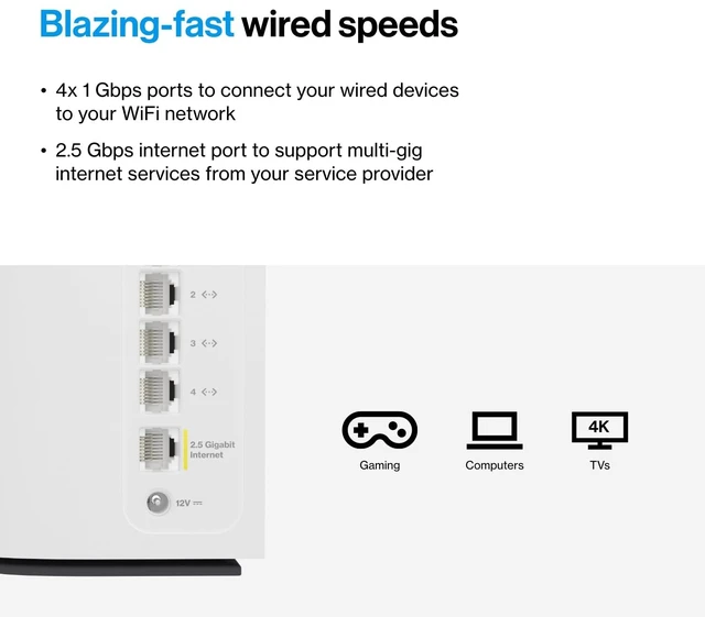 Alt view image 6 of 7 - Linksys Velop Pro 7 MBE7001 BE11000 Tri-Band WiFi 7 Mesh Router (1-Pack), Up to 3,000 sq ft, 200+ Devices