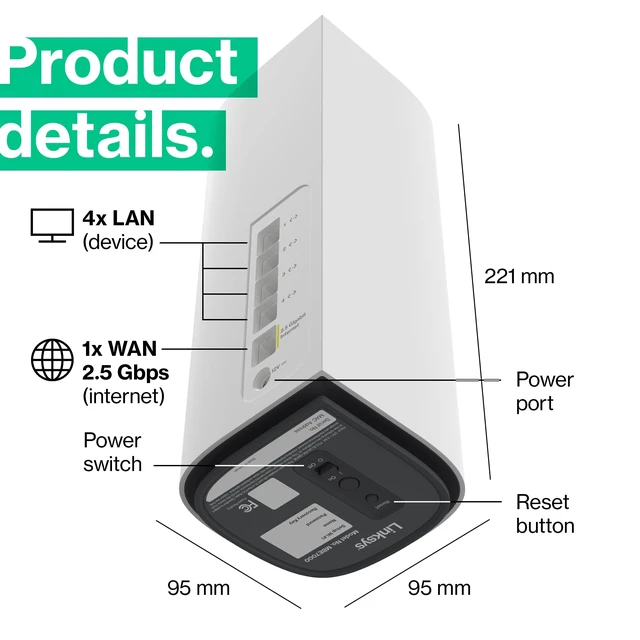 Alt view image 6 of 6 - Linksys Velop Pro 7 MBE7002 BE11000 Tri-Band WiFi 7 Mesh System (2-Pack), Up to 6,000 sq ft, 200+ Devices