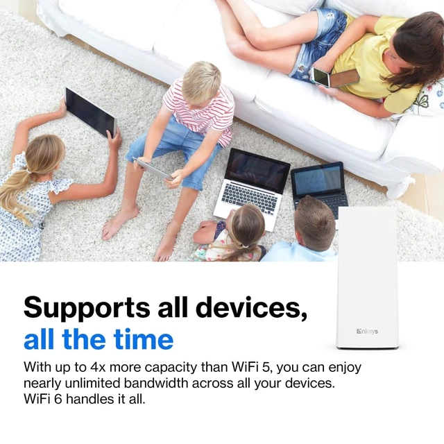 Alt view image 3 of 6 - Linksys MX20WH2 AX2200 Dual-Band WiFi 6 Intelligent Mesh System (2-Pack), Up to 3,000 sq ft, 30+ Devices
