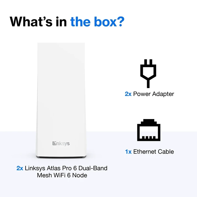 Alt view image 4 of 7 - Linksys Atlas Pro 6 MX55WH2 AX5100 Dual-Band WiFi 6 Mesh System (2-Pack)