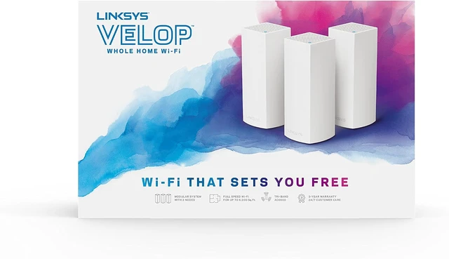 Alt view image 2 of 3 - Linksys Velop Tri-Band AC2200 Whole Home WiFi Mesh System WHW0303 3-Pack