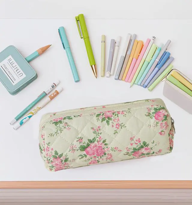 Alt view image 4 of 7 - Pencil Pouch Cute Pencil Case for Girls Aesthetic Pencil Bag with Zipper Pen Cases School Supplies Makeup Bag (2 flower pink)