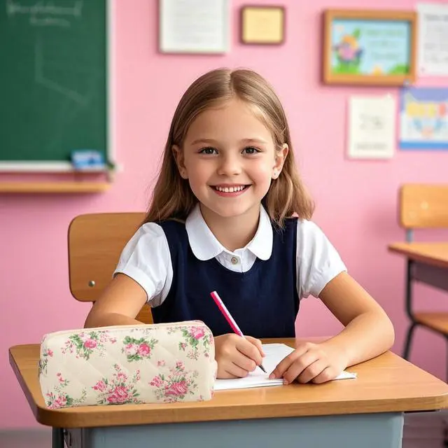 Alt view image 6 of 7 - Pencil Pouch Cute Pencil Case for Girls Aesthetic Pencil Bag with Zipper Pen Cases School Supplies Makeup Bag (2 flower pink)