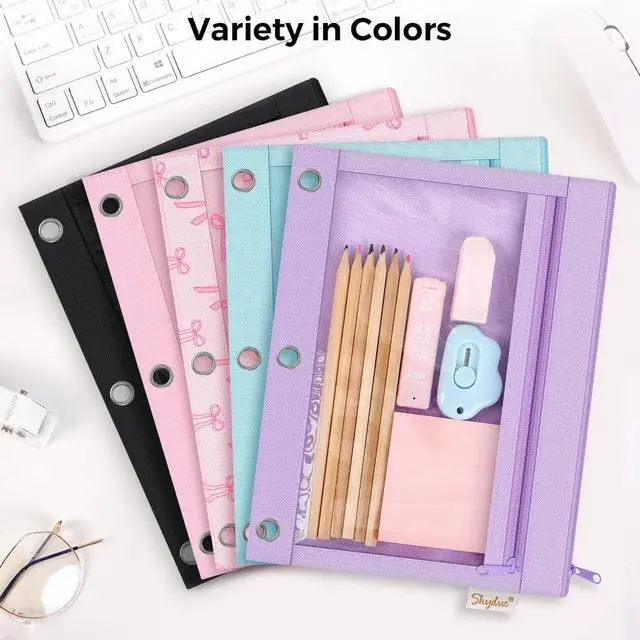 Alt view image 7 of 7 - Pencil Pouch for 3 Ring Binder, 10"x7.5", 2 Pockets and Clear Window | Large Pencil Pouch with Clear Window for Students,Kids & Teachers,Organizer for School Supplies,Cables, Earbuds, Makeup