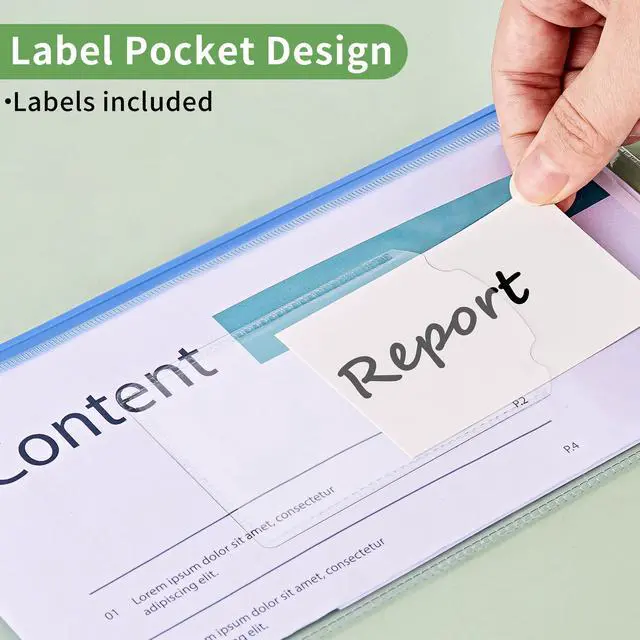 Alt view image 5 of 7 - 10 Pcs Poly Zip Envelope, A6 Size (9 x 4.7in) Pencil Pouches | Plastic Zipper Pouches with Label Pocket, 10 Colors, Reusable Clear Pencil Bags for Office Supplies