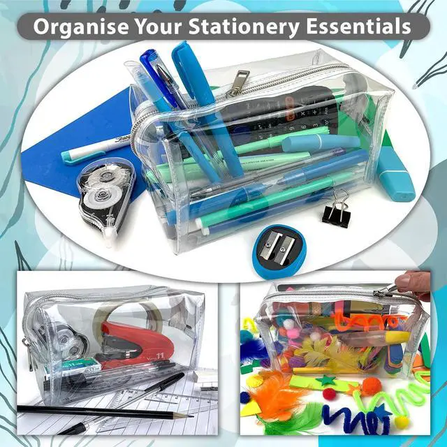Alt view image 3 of 7 - Large Clear Pencil Case, See Through, with Zipper