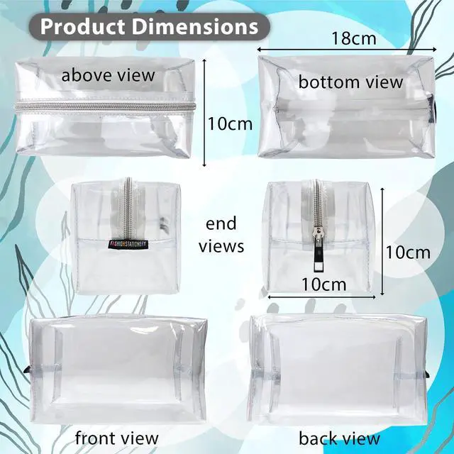 Alt view image 4 of 7 - Large Clear Pencil Case, See Through, with Zipper
