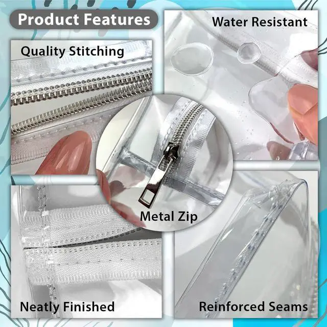 Alt view image 5 of 7 - Large Clear Pencil Case, See Through, with Zipper