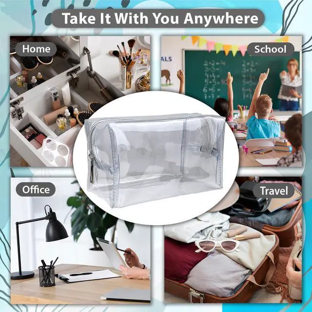 Alt view image 7 of 7 - Large Clear Pencil Case, See Through, with Zipper