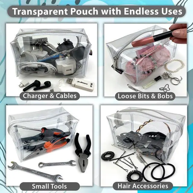 Alt view image 6 of 7 - Large Clear Pencil Case, See Through, with Zipper