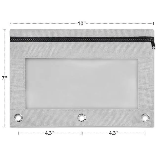 Alt view image 7 of 7 - Pencil Pouch for 3 Ring Binder, Binder Pencil Pouch with Smooth Zipper, Clear Window Pencil Case for Binder, Zipper Pencil Pouches, Big Capacity 3 Ring Binder Pencil Bag, Grey