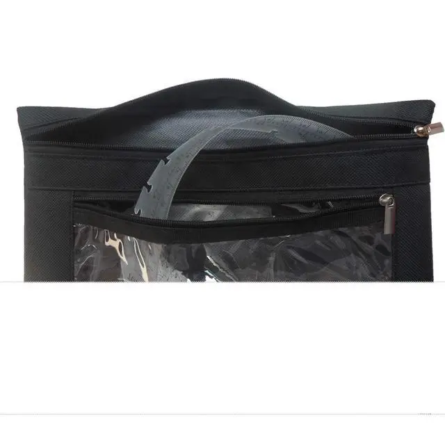 Alt view image 5 of 7 - 3 Ring Binder Pencil Pouch with Durable Zipper Binder Pencil Case with Clear Window 2 Pocket Black Canvas 2 Pack