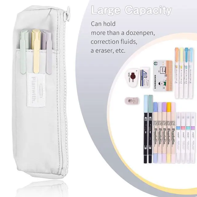 Alt view image 2 of 7 - Slim Pen & Pencil Bag with Adjustable Elastic Band, Zipper Pouch for Makeup, Journal & More