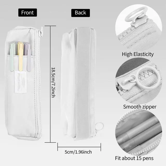 Alt view image 4 of 7 - Slim Pen & Pencil Bag with Adjustable Elastic Band, Zipper Pouch for Makeup, Journal & More