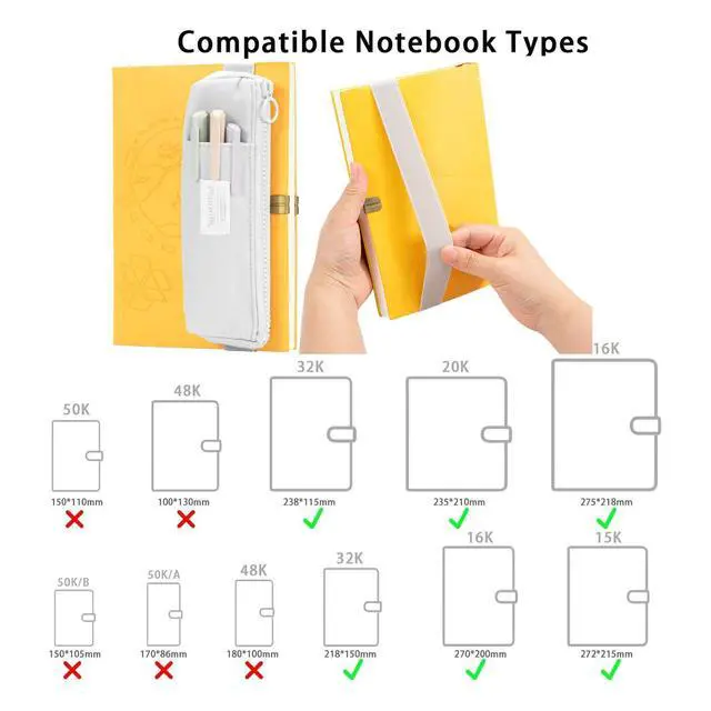 Alt view image 7 of 7 - Slim Pen & Pencil Bag with Adjustable Elastic Band, Zipper Pouch for Makeup, Journal & More
