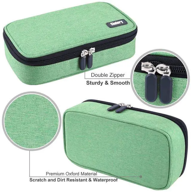Alt view image 4 of 7 - Big Pencil Case Large Capacity Pencil Bag Pouch Pen Pencil Marker Holder with High Storage for Office Supplier Desk Stationery Organizer Makeup Bag (Green)