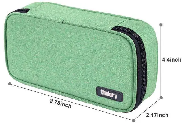 Alt view image 5 of 7 - Big Pencil Case Large Capacity Pencil Bag Pouch Pen Pencil Marker Holder with High Storage for Office Supplier Desk Stationery Organizer Makeup Bag (Green)