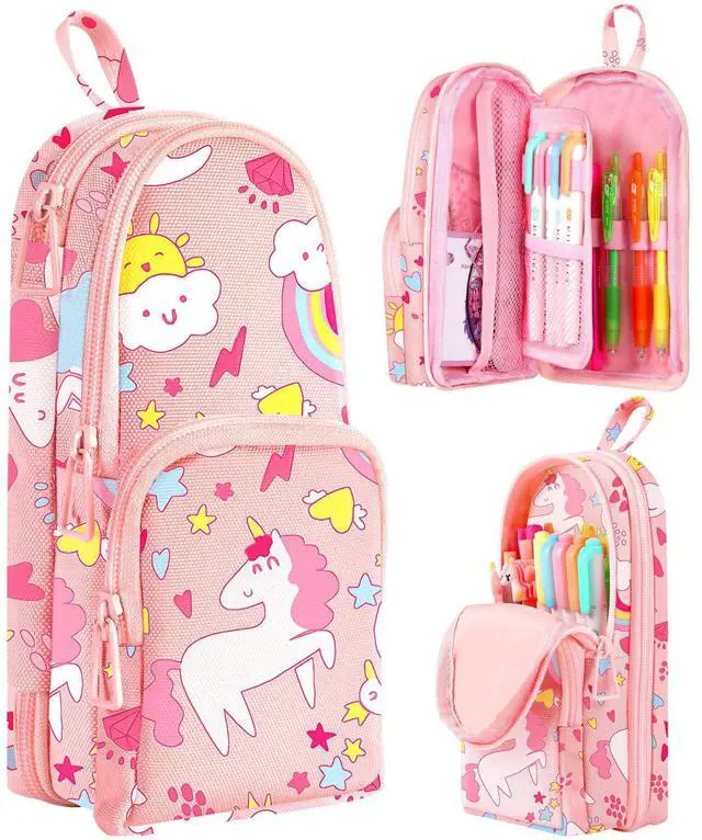 Main image of Cute Pencil Case,Unique Aesthetic 3D Schoolbag-Shaped Pencil Pouch for Girls Boys Kids Women,Big Capacity Pen and Pencil Stationery Organizer Bag with Zippers for School Office