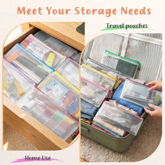 Alt view image 7 of 7 - A6 Mesh Zipper Pouch Bags Pencil Pouch, 14 Pack Small Clear Pencil Cases | Zipper Pouches for Organizing, Waterproof Zip Bag for Travel, Cosmetic, Office School Supplies Storage, 9.3" x 4.7"