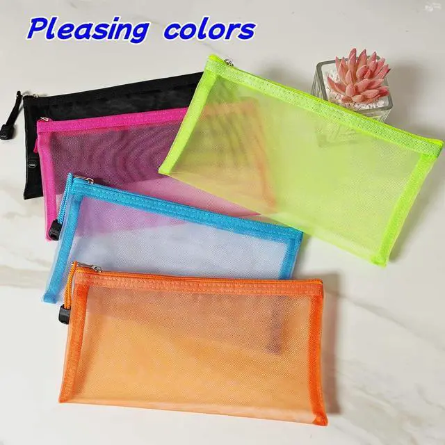 Alt view image 7 of 7 - Small Mesh Pencil Pouch Bag with Zipper, Diaper Bag Organizer Pouch | 5 Pack Size 8.5" x 4.5" Mesh Zipper Pouch Bags, Small Cosmetic Makeup Bag for Purse, Pencil Bag for Girl, Travel Toiletry Kit