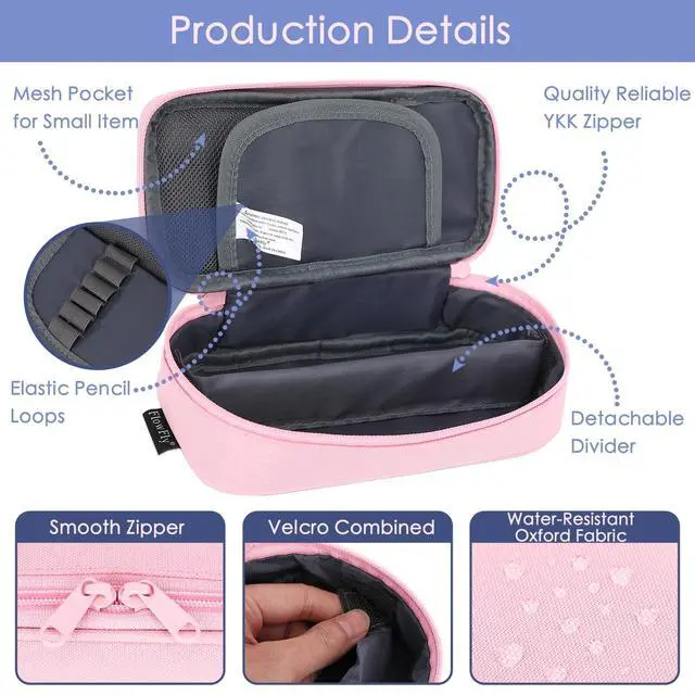 Alt view image 4 of 7 - Large Capacity Pencil Case for Kids, Boys & Girls Zippered Multi-Functional Pen Pouch, Soft & Portable Pencil Bag for School, Teens, Students, Pink
