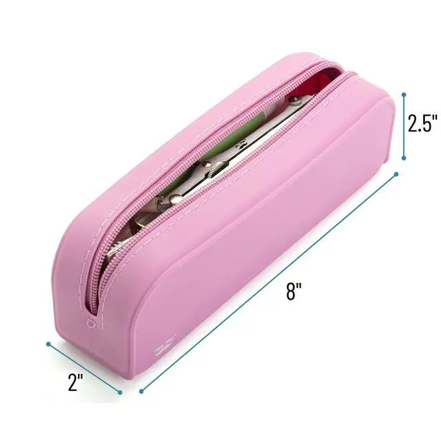 Alt view image 2 of 7 - Silicone Pencil Case, Aesthetic Pencil Bag for Women, Makeup Pouch | Multifunctional Pouch for Stationery, Cosmetics and Electrical Goods Storage