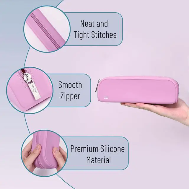 Alt view image 4 of 7 - Silicone Pencil Case, Aesthetic Pencil Bag for Women, Makeup Pouch | Multifunctional Pouch for Stationery, Cosmetics and Electrical Goods Storage